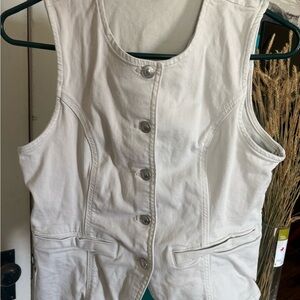 American eagle White Button-Front Denim Vest